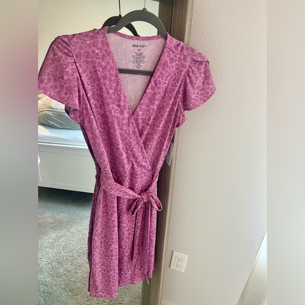 NWT Nine West Flutter Sleeve Wrap Dress